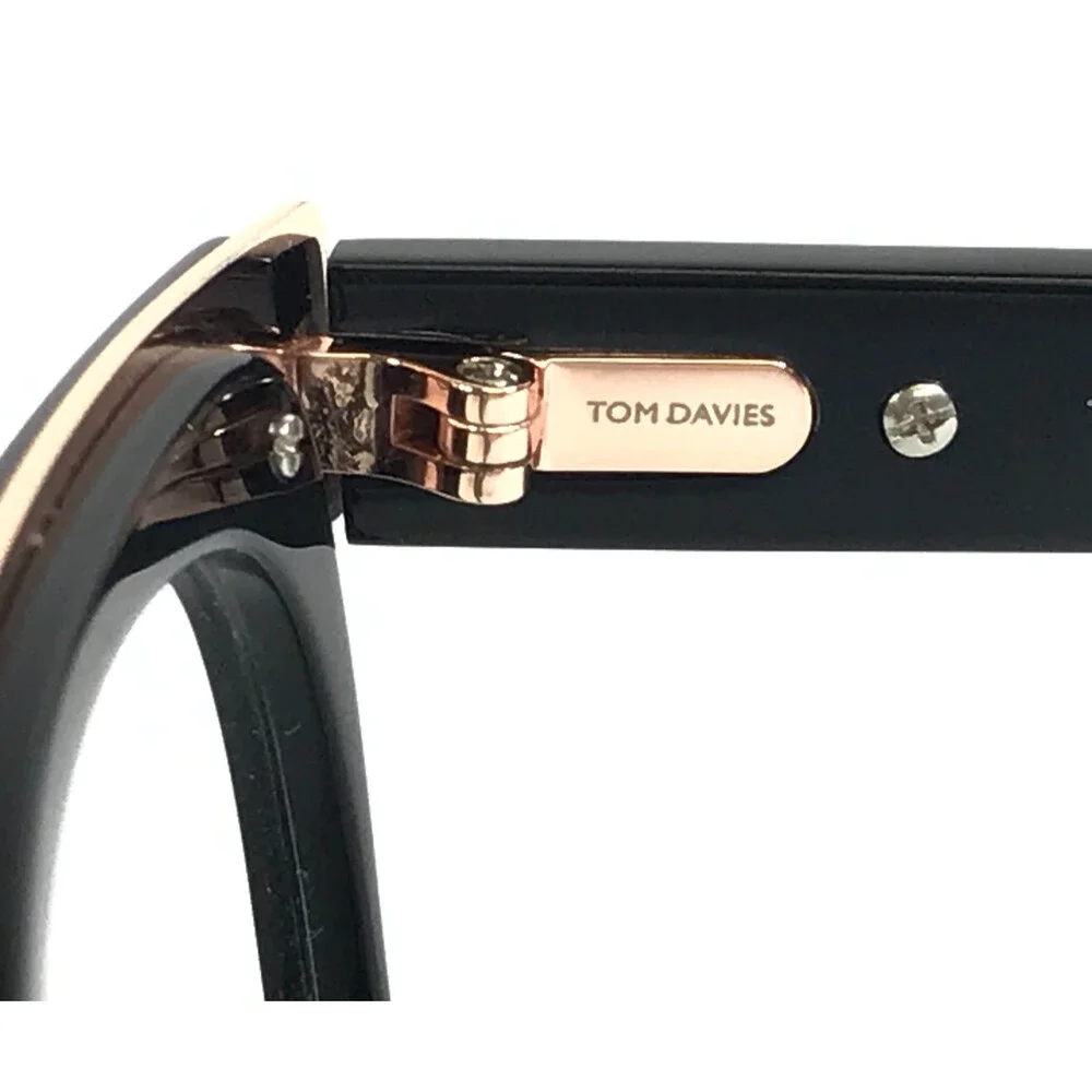 Tom Davies Eyeglasses Frames TD705 Col. 2056 Shiny Black Polished Gold 51-17-140